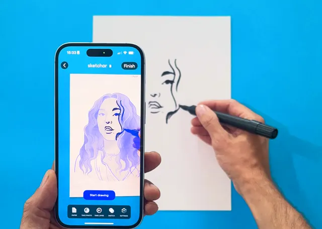 Tracing a photo onto paper through the phone camera